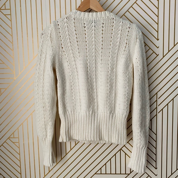 Ann Taylor vintage cotton Cable chunky Knit Braided cotton blend Sweater ribbed - Picture 8 of 10